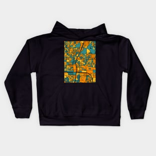 Plano Map Pattern in Orange & Teal Kids Hoodie